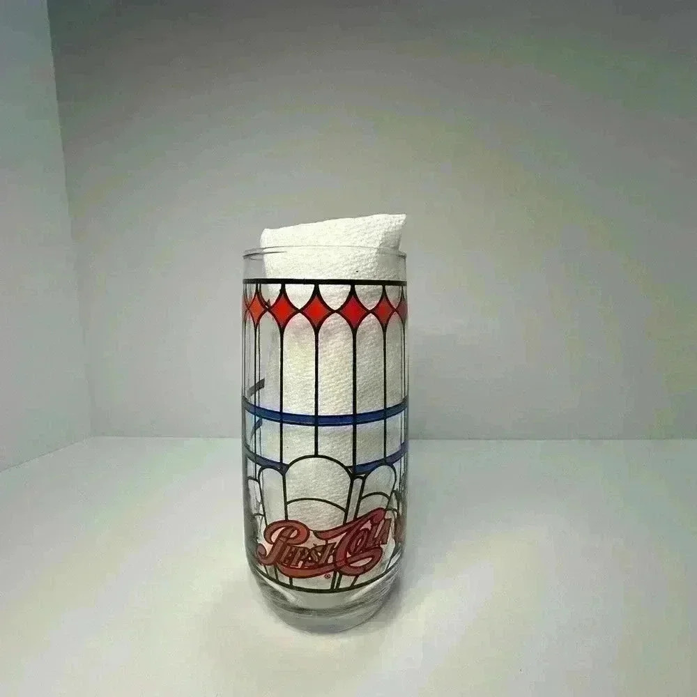 Vintage Pepsi-Cola Tiffany Style Stained Glass 1970’s Drinking Glass